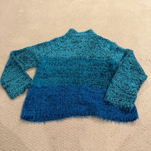 Sigrid Olsen Fuzzy Cardigan Sweater Ombre Blue Wool Artsy Boho LARGE#SOMU6920 - Picture 13 of 15